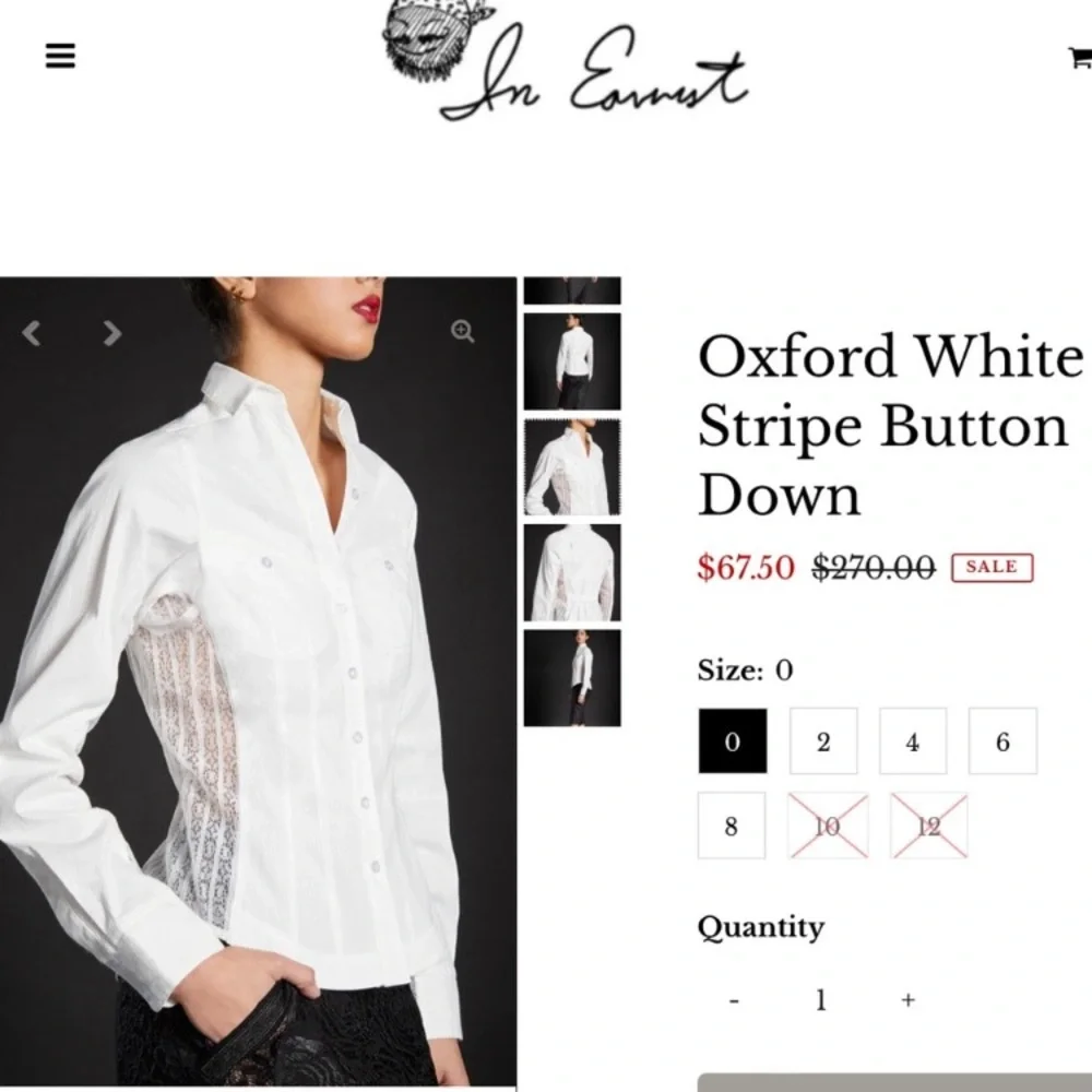 Byron Lars IN EARNEST White Button Down Oxford Lace Insert Shirt 6 EUC - Picture 10 of 10